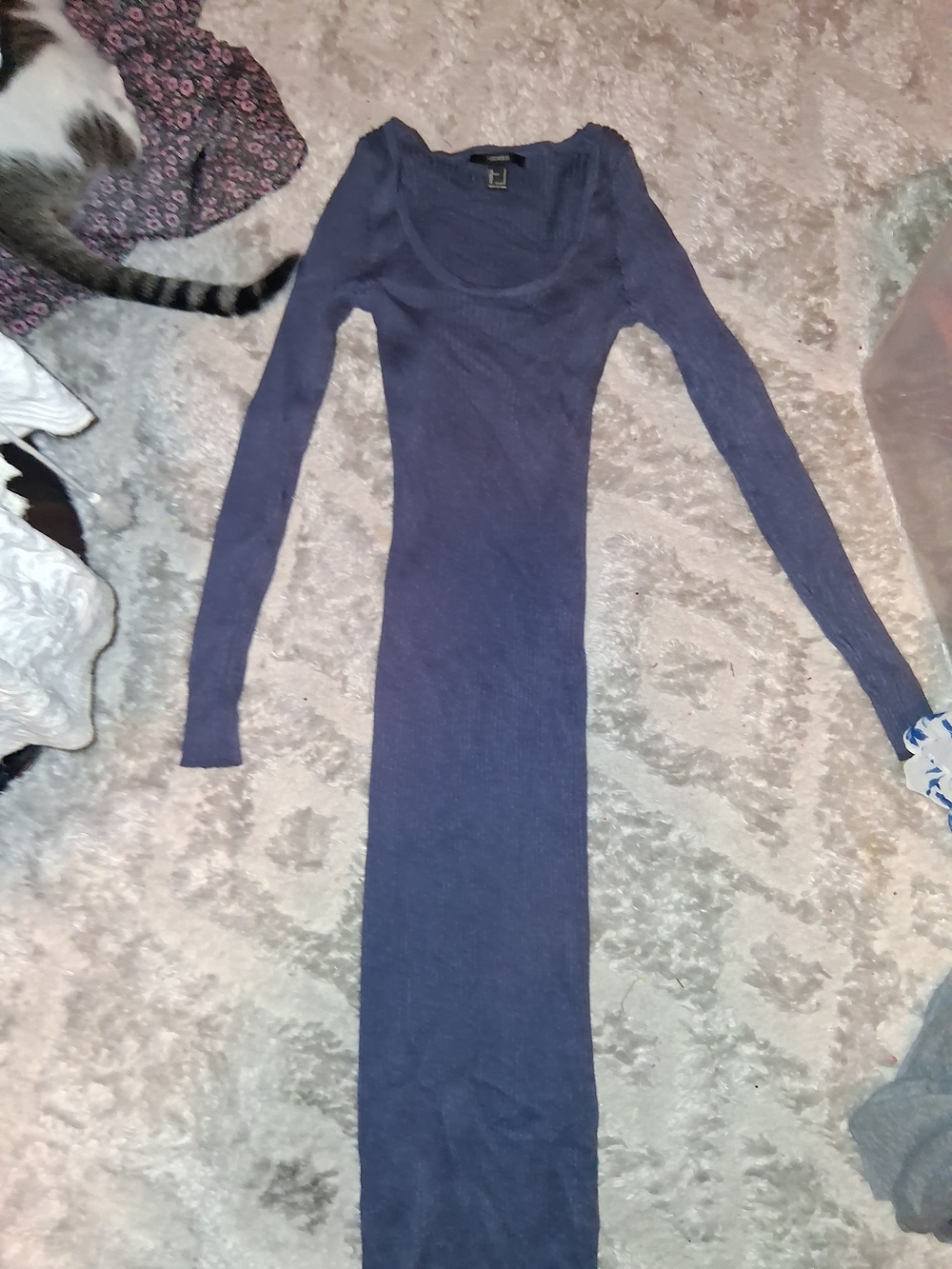 Forever 21 Long Sleeve Navy Maxi Bodycon Dress